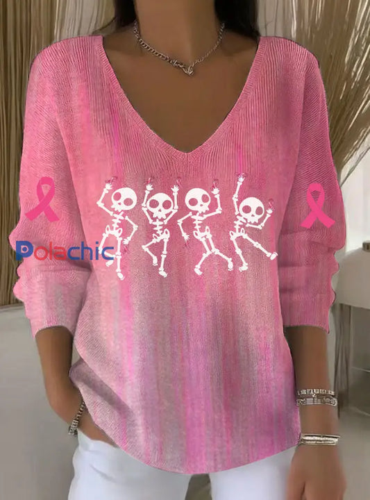 Haut Décontracté Femme Rose Cancer Du Sein Imprimé Rose / S