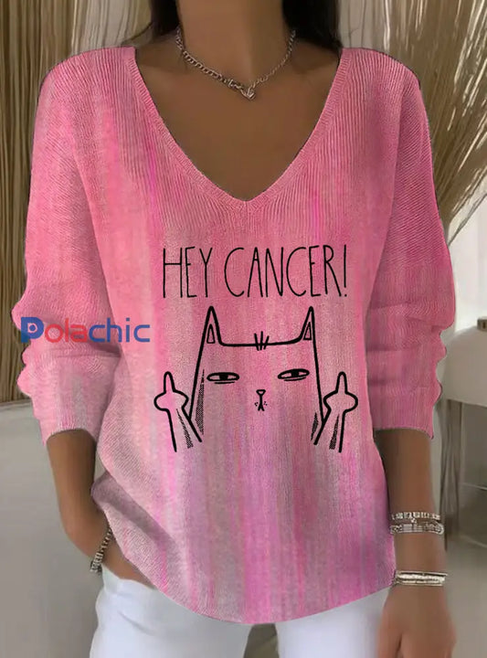 Haut Décontracté Femme Rose Cancer Du Sein Imprimé Rose / S