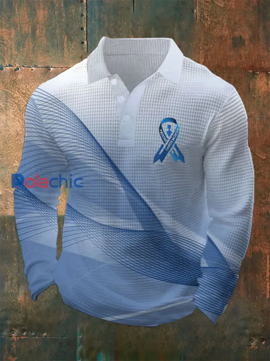 Haut décontracté imprimé gaufré de sensibilisation au cancer de la prostate pour hommes Bleu / S