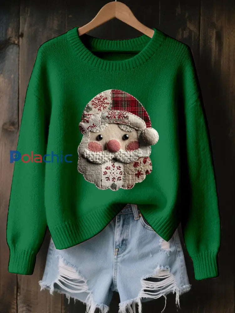 Haut Décontracté Père Noël Imprimé Femme Vert / S