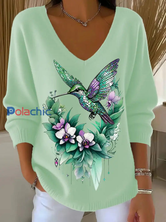 Haut Décontracté Rétro Animal Art Floral Col V Femme A / S