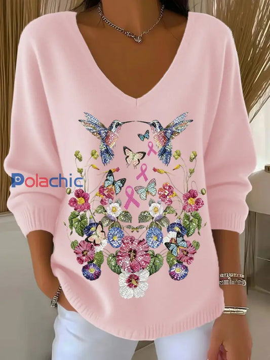 Haut Décontracté Rétro Animal Art Floral Col V Femme A / S