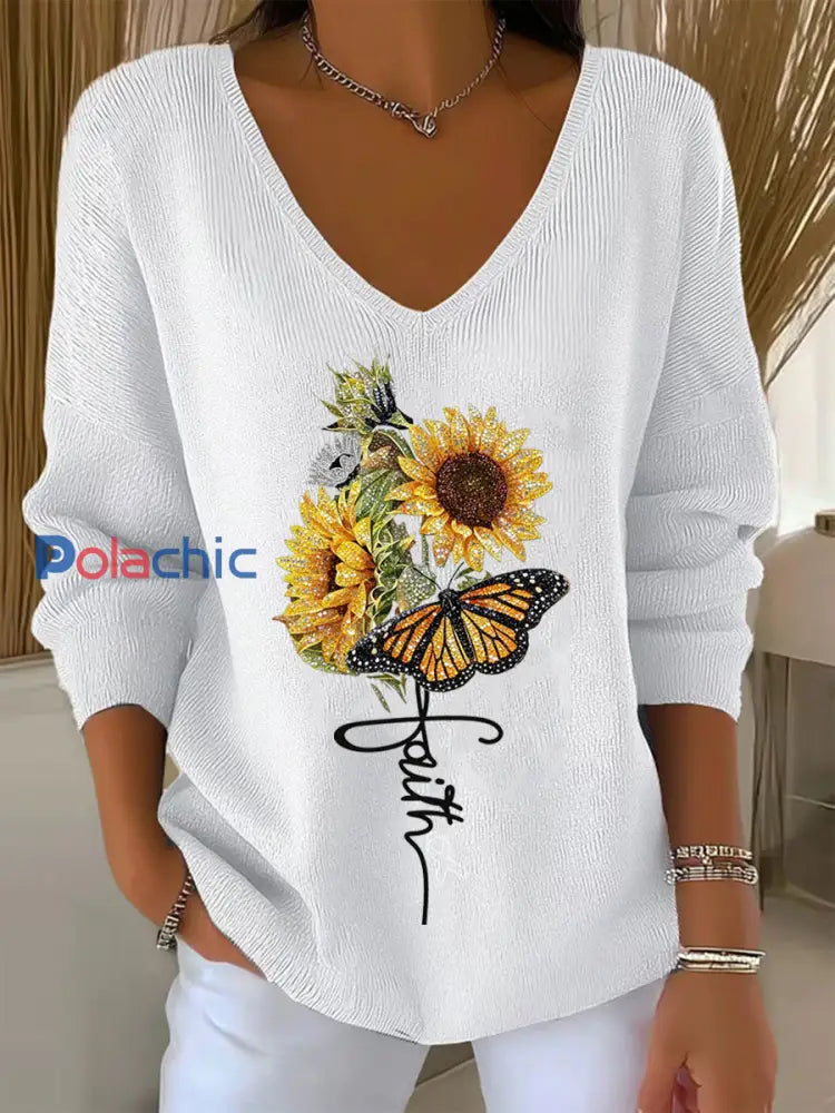 Haut Décontracté Rétro Animal Art Floral Col V Femme A / S