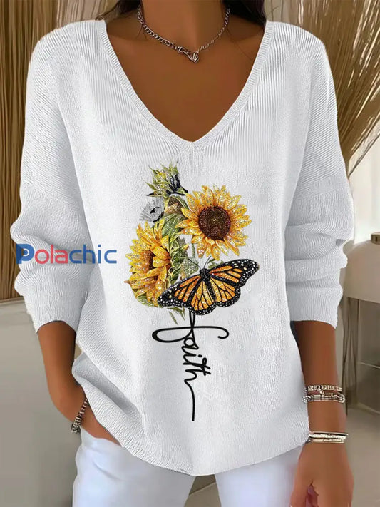 Haut Décontracté Rétro Animal Art Floral Col V Femme A / S