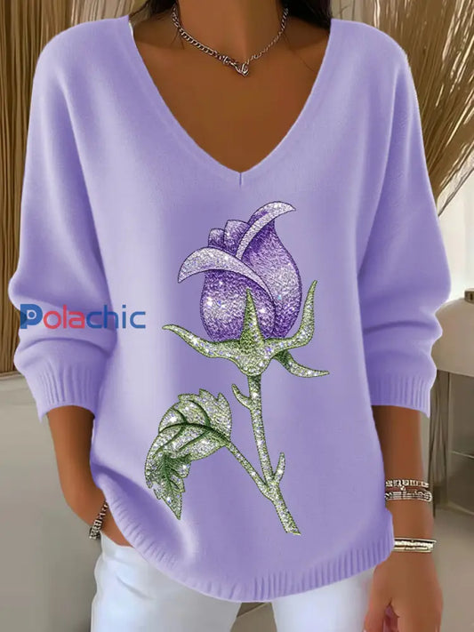 Haut Décontracté Rétro Animal Art Floral Col V Femme A / S