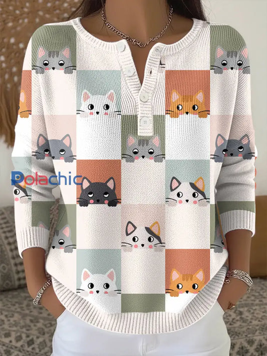 Haut en tricot imprimé animal Femme comme image / S