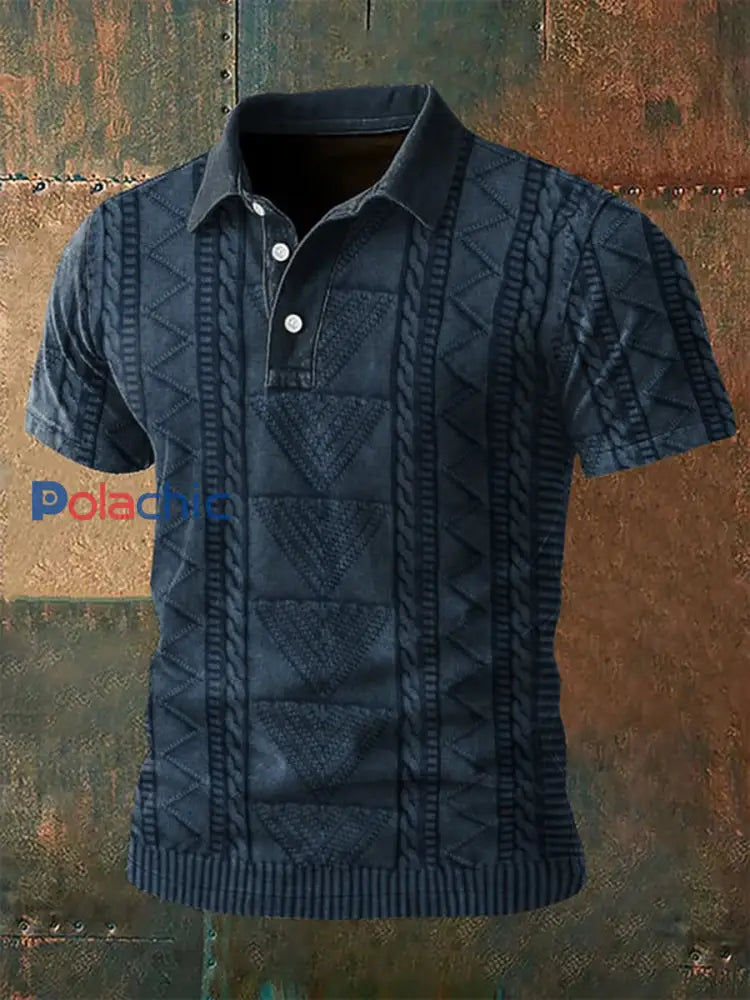 Haut vintage à revers texturé western pour hommes Bleu Marine / S