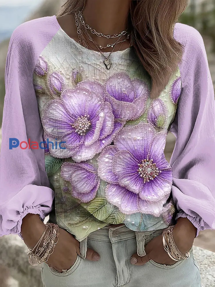 Haut Violet Flora Art Femme Violet / S