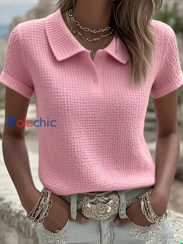 Hauts Décontractés Gaufrés Rose Cancer Du Sein Pour Femmes Rose / S