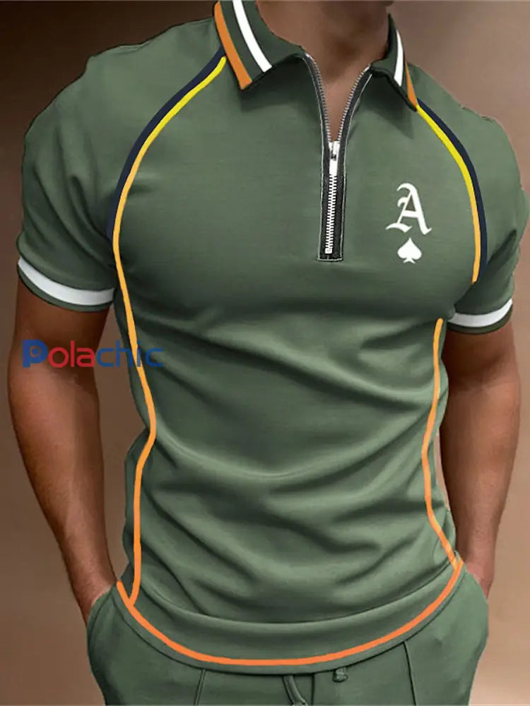Hauts décontractés Texas Hold’em Ace of Spades pour hommes vert d’armée / S