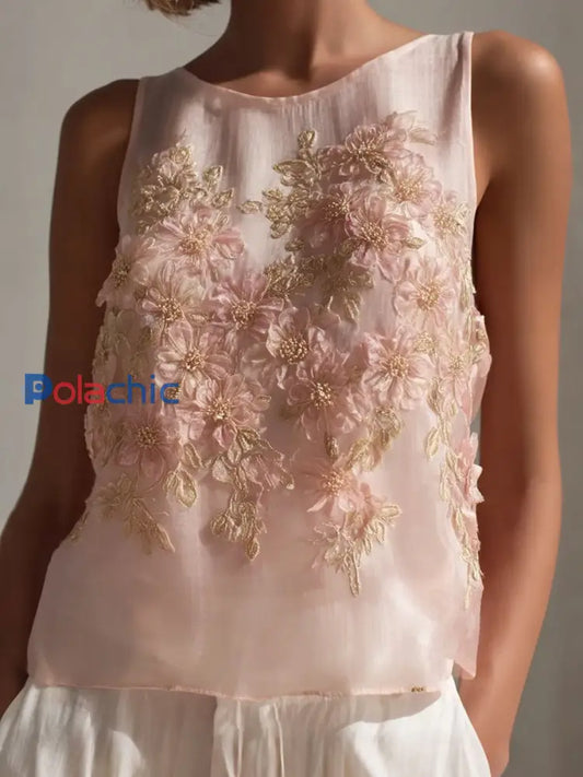 Hauts sans manches à fleurs roses pour femmes Breast Cancer Rose / S