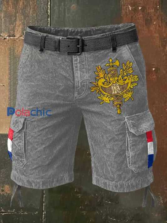 Homme Vintage Imprimé Casual Cargo Shorts comme image / S
