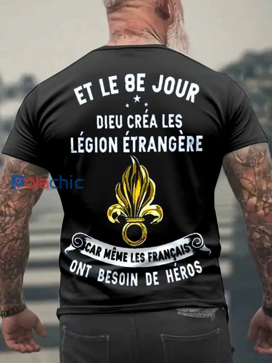 Homme Vintage Légion Étrangère T shirt décontracté comme image / S