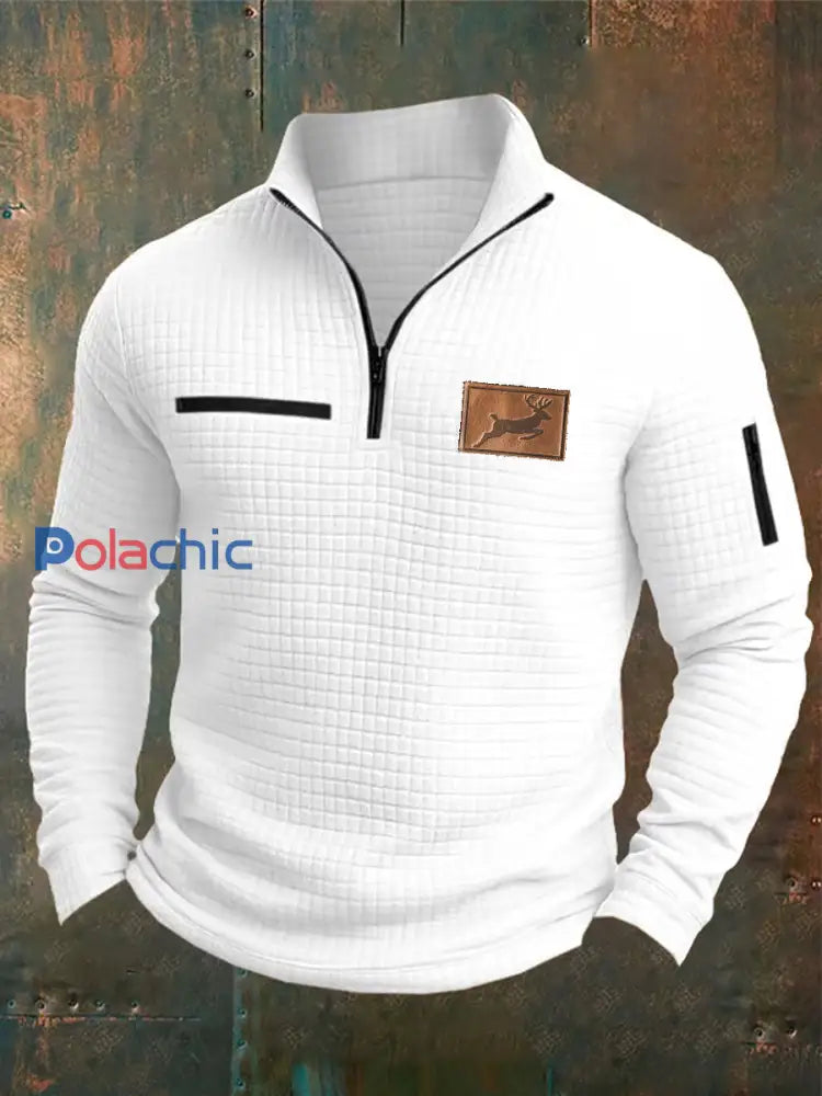 Hommes Rétro Western Casual manches longues Sweatshirt / Hoodie Blanc / S