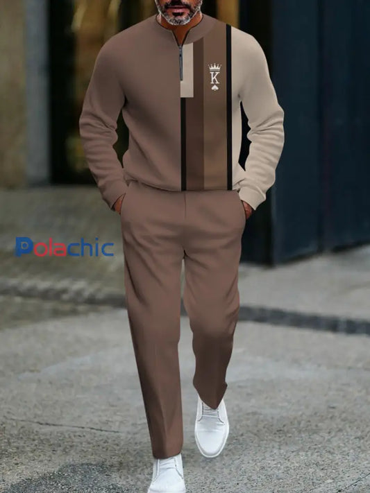 Hommes Vintage Minimalist Business Casual Polo Pantalon Costume Multicolore / S