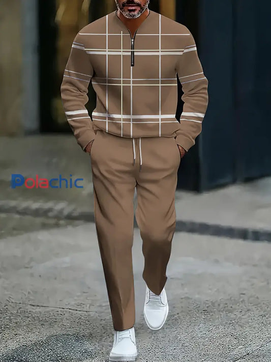 Hommes Vintage Minimalist Business Casual Polo Pantalon Costume Multicolore / S