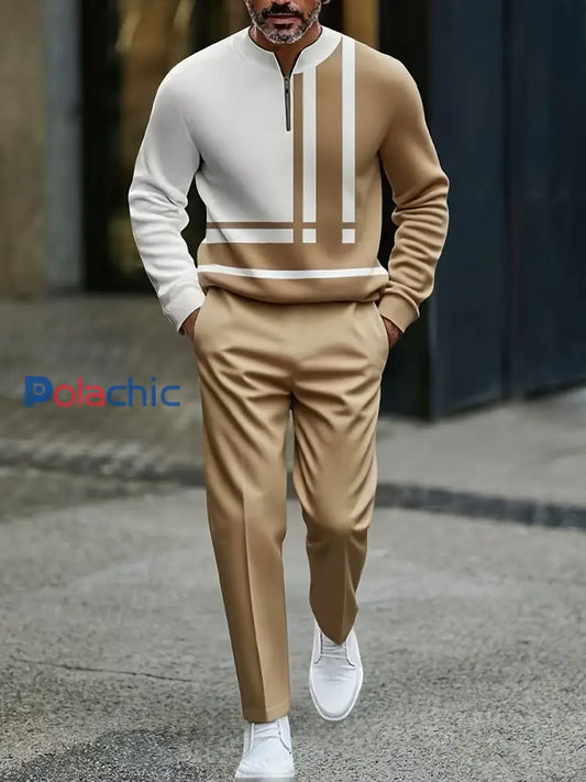 Hommes Vintage Minimalist Business Casual Polo Pantalon Costume Multicolore / S