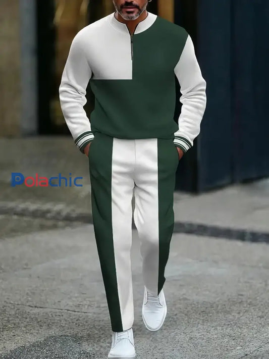 Hommes Vintage Minimalist Business Casual Polo Pantalon Costume Multicolore / S