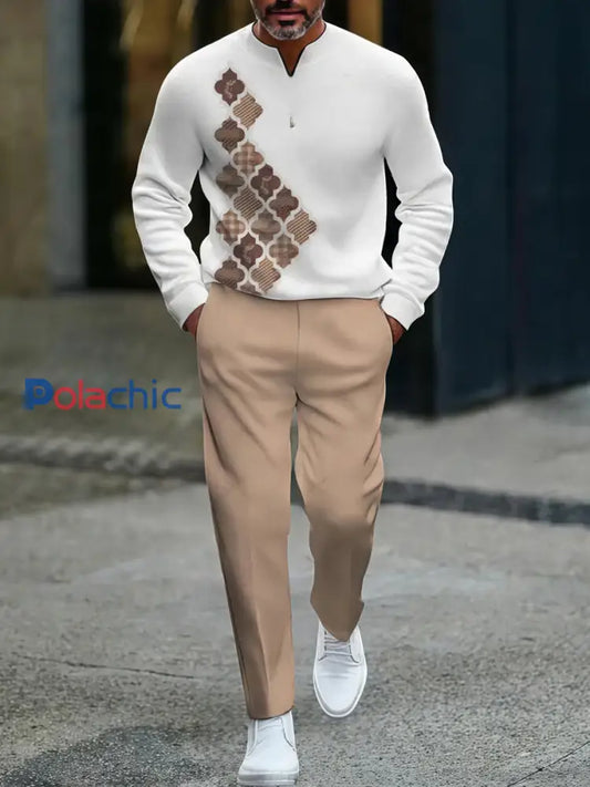 Hommes Vintage Minimalist Business Casual Polo Pantalon Costume Multicolore / S