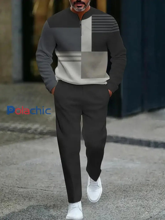 Hommes Vintage Minimalist Business Casual Polo Pantalon Costume Multicolore / S