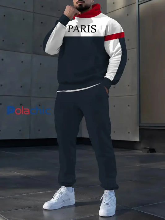 Hoodie occasionnel des hommes et l’ensemble de pantalon Bleu Marine / S