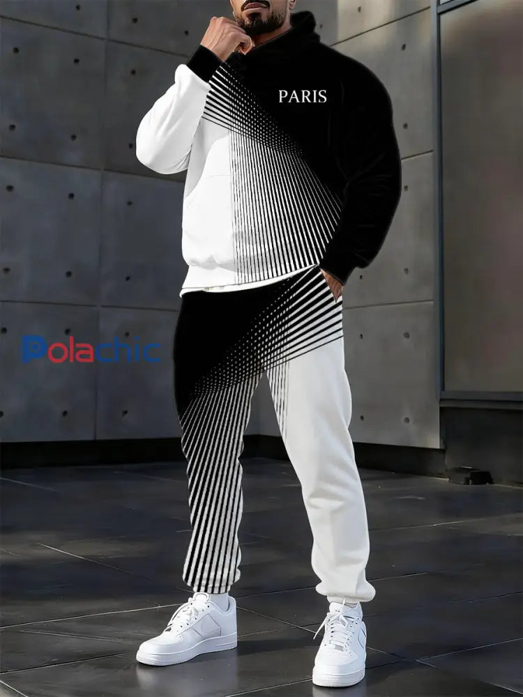 Hoodie occasionnel des hommes et l’ensemble de pantalon Noir / S