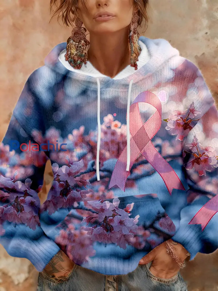 Hoodies à fleurs pour femmes sensibilisation au cancer du sein comme image / S