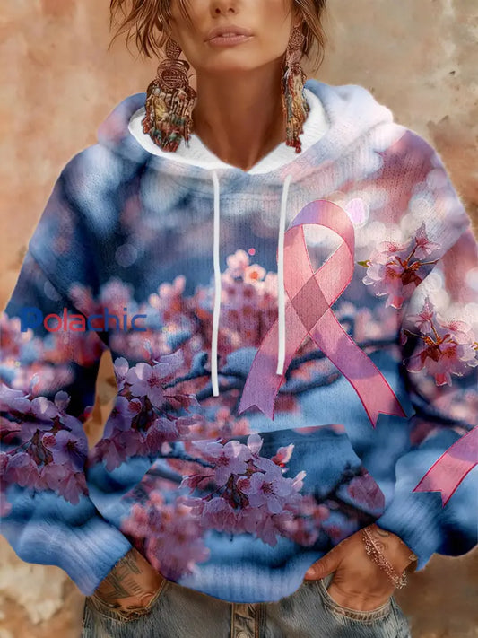 Hoodies à fleurs pour femmes sensibilisation au cancer du sein comme image / S