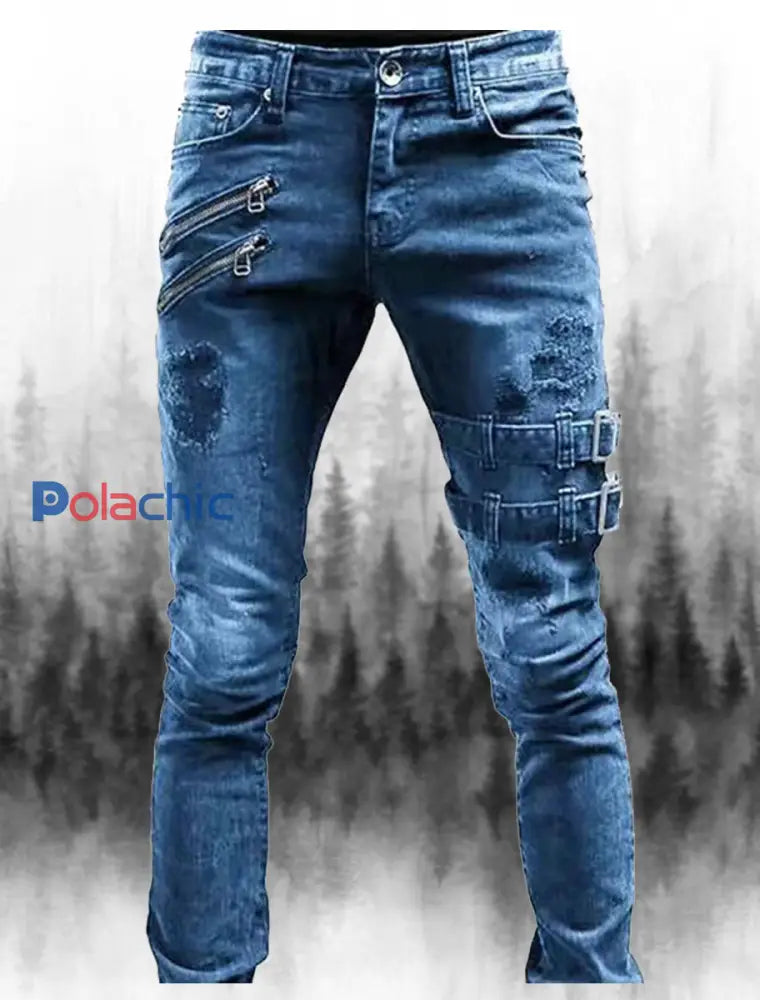 Jeans rétro décontractés pour hommes Gris / S