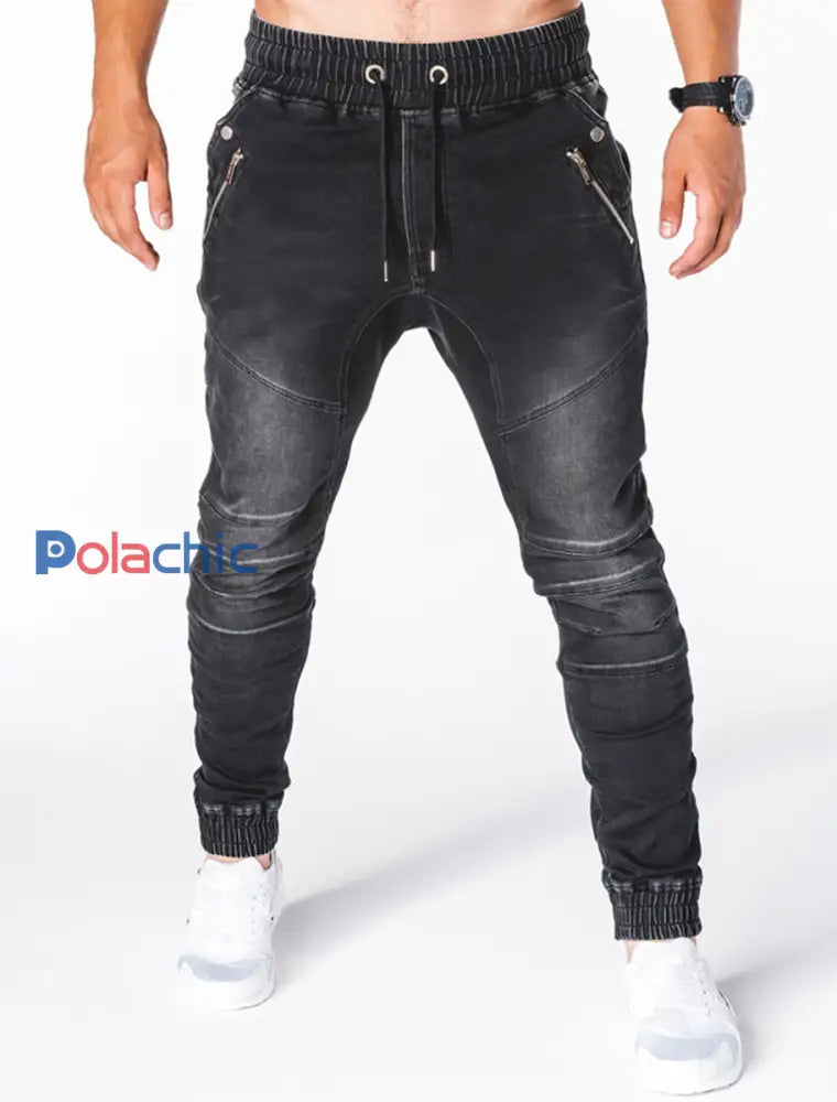 Jeans rétro décontractés pour hommes Noir / M