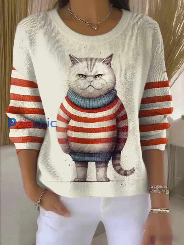 Le chat des femmes a tricoté le chandail comme image / S