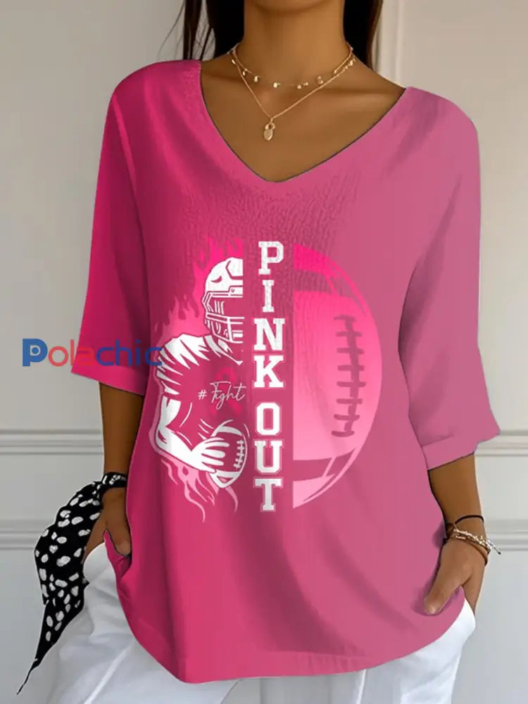 Le football féminin combine avec le cancer du sein T shirt à manches courtes comme image / S