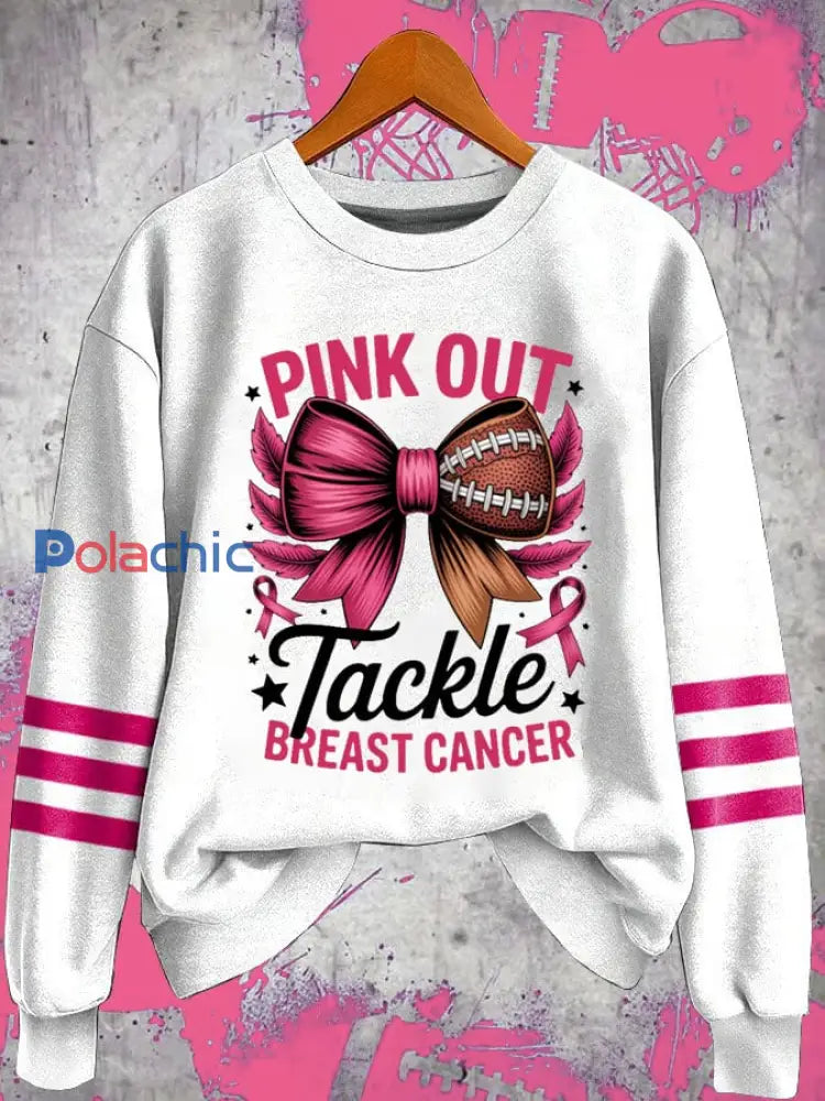 Le football féminin se combine avec le cancer du sein Sweat shirt régulier Blanc / S