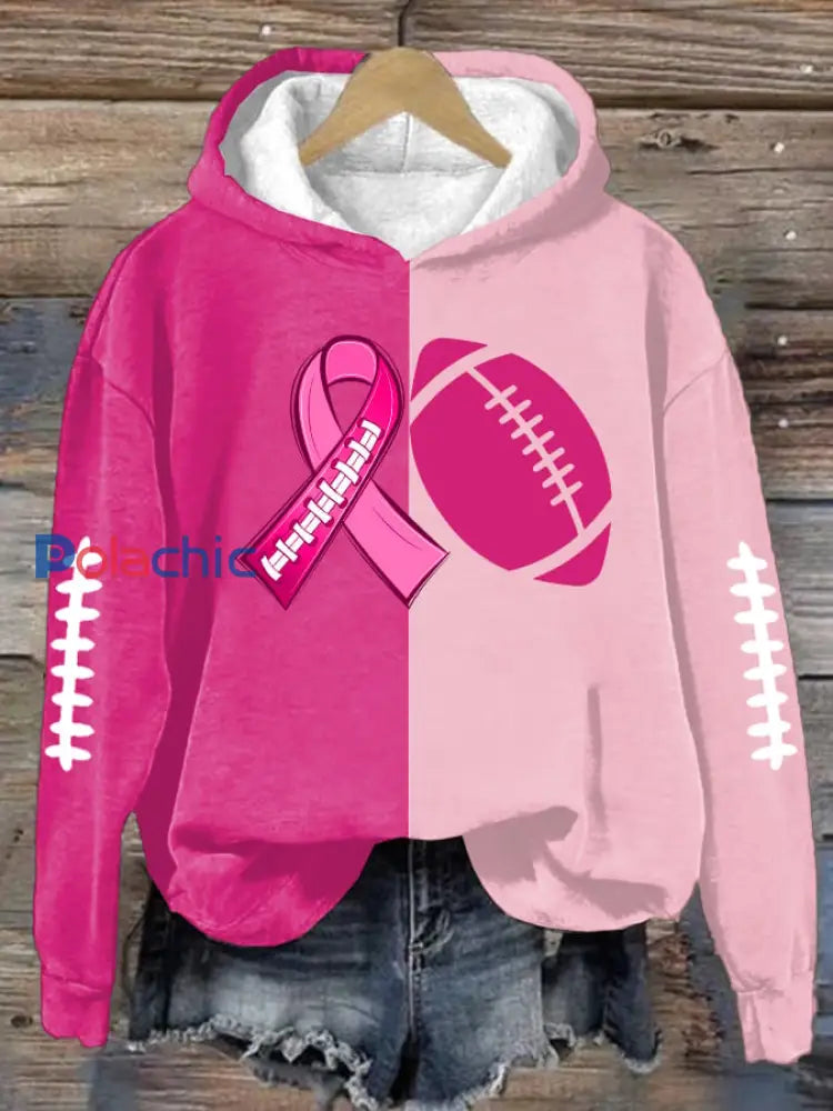 Le football féminin se combine avec le cancer du sein Sweat-shirt régulier comme image / S