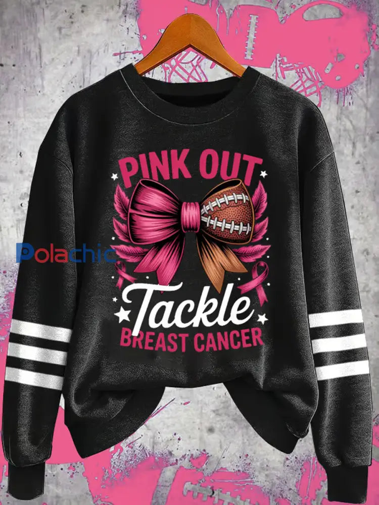 Le football féminin se combine avec le cancer du sein Sweat shirt régulier Noir / S