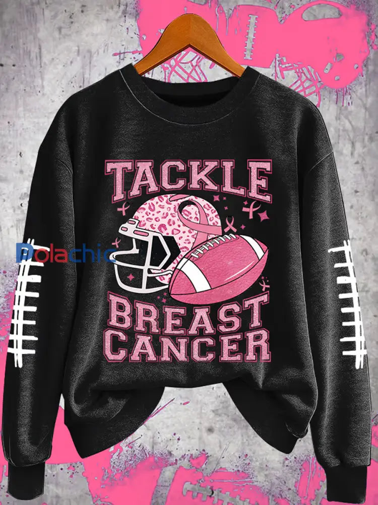 Le football féminin se combine avec le cancer du sein Sweat shirt régulier Noir / S