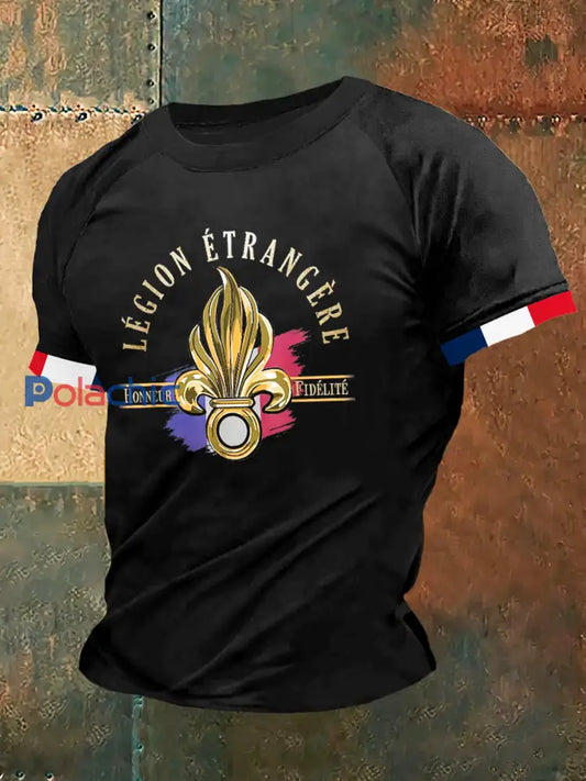 Legion Etrangere Print Vintage Fashion Plunger T-shirt à manches courtes pour hommes Noir / S