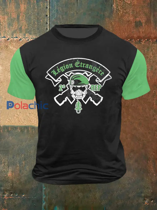 Legion Etrangere Print Vintage Fashion T-shirt à manches courtes pour hommes Noir / S