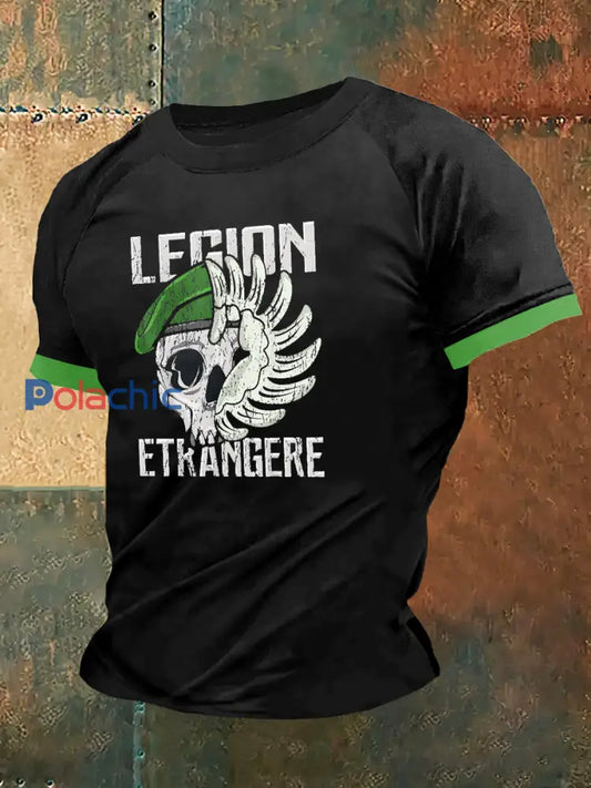 Legion Etrangere Skull Print Vintage Fashion Plunger T-shirt à manches courtes pour hommes Noir / S