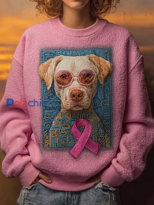 Les femmes du cancer du sein chien Art Print Casual Sweatshirt comme image / S