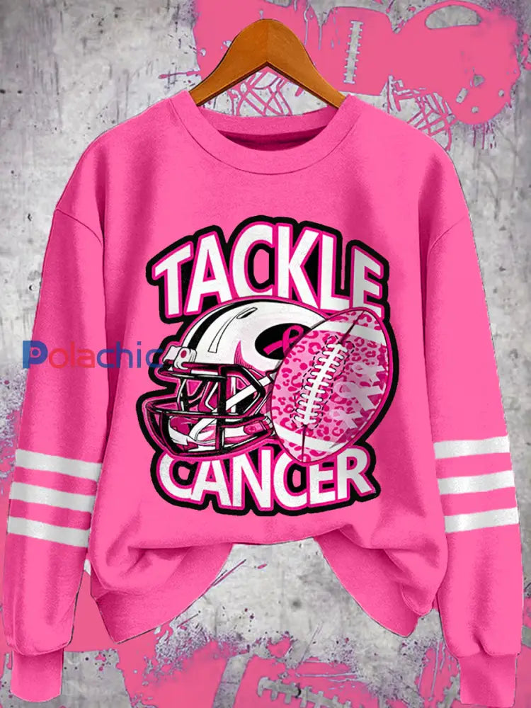 Les femmes s’attaquer au cancer du sein Football Gameday Sensibilisation au cancer du sein Soutien Sweatshirt Rose