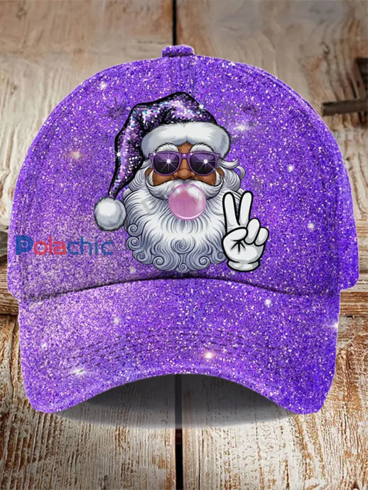 Lunettes de soleil unisexes Santa Print Hat Violet Clair / ONE