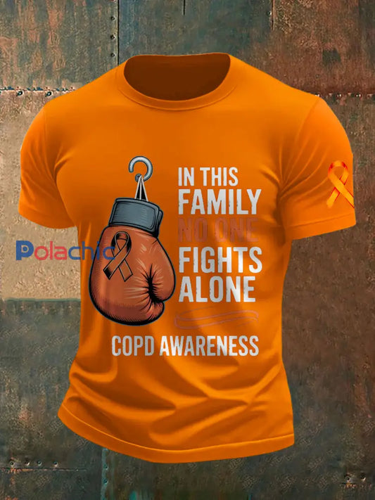 Maladie pulmonaire obstructive chronique des hommes imprimé mode Vintage lâche T-shirt à manches courtes Orange / S