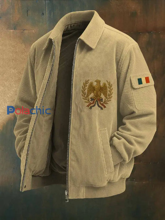 Manteau de veste décontracté vintage à imprimé français comme image / S