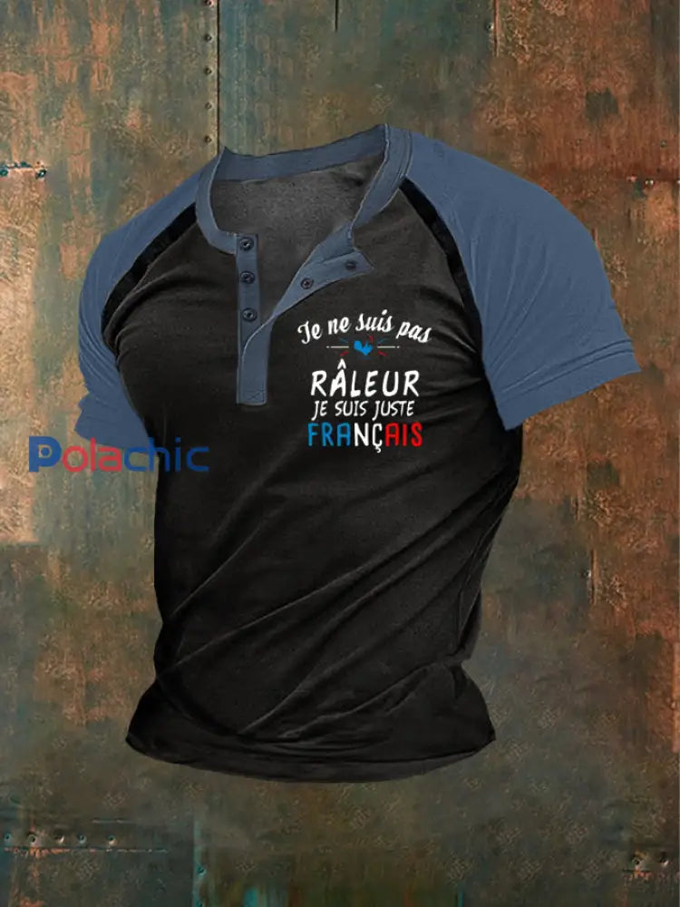 Men’s Je ne suis pas râleur Français. Région humour coq’ Chemise Noir / S