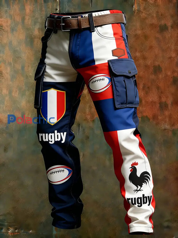Pantalon de travail décontracté et confortable de style de rugby français rétro pour hommes A / S