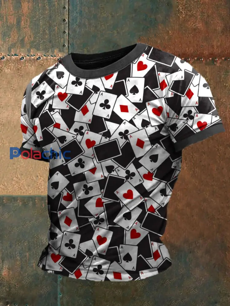 Poker Cards Art Print T-shirt à manches courtes pour hommes comme image / S