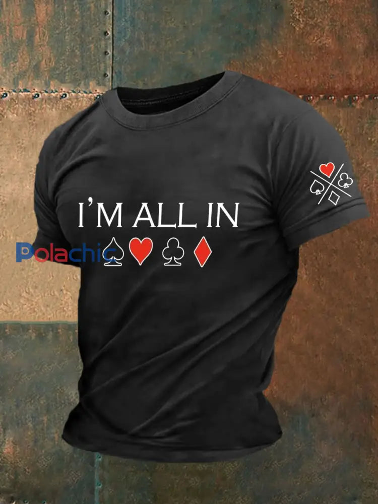 Poker Cards Art Print T-shirt à manches courtes pour hommes Noir / S