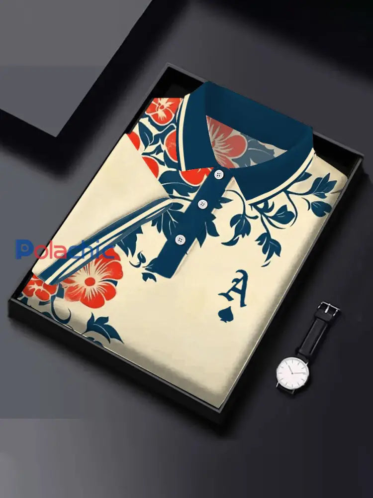 Poker vintage floral Ace of Spades tops pour hommes Bleu Marine / S