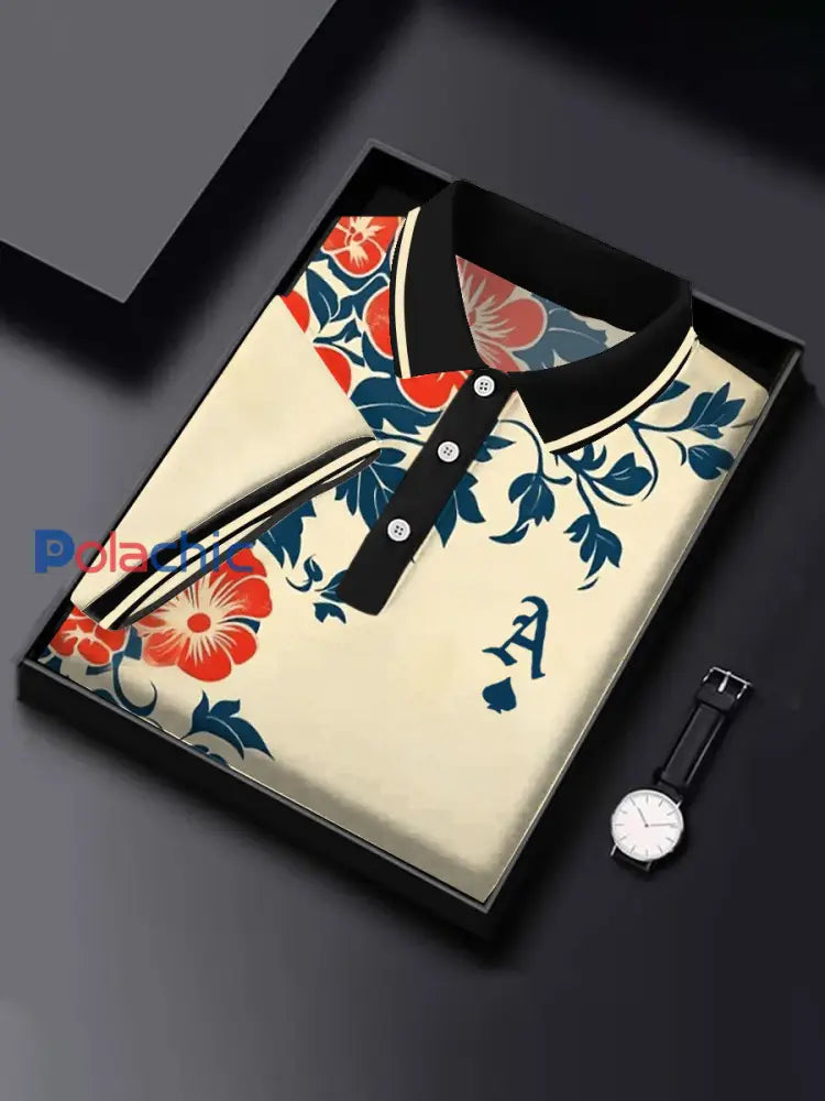 Poker vintage floral Ace of Spades tops pour hommes Noir / S